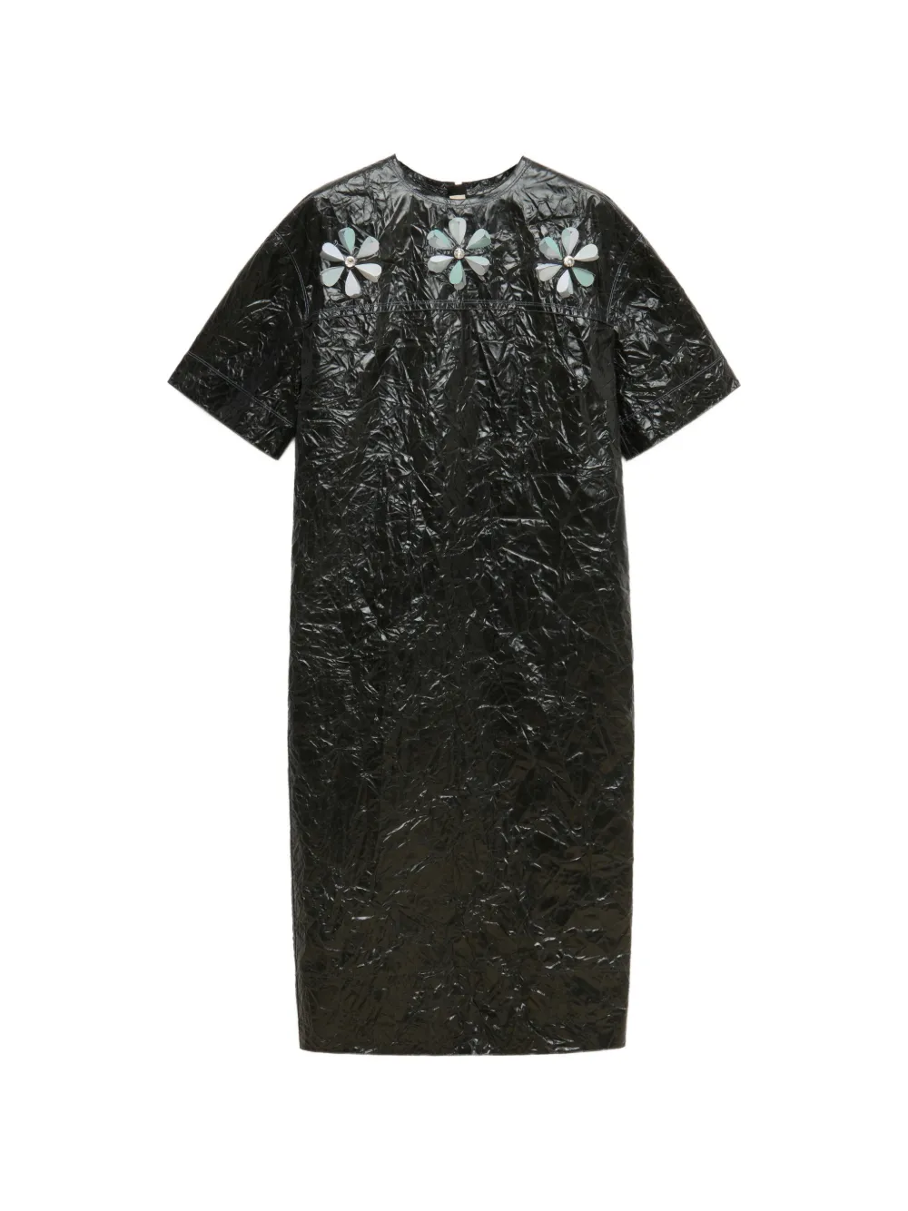 Marni Abito con margherite in taffetà increspato - Nero
