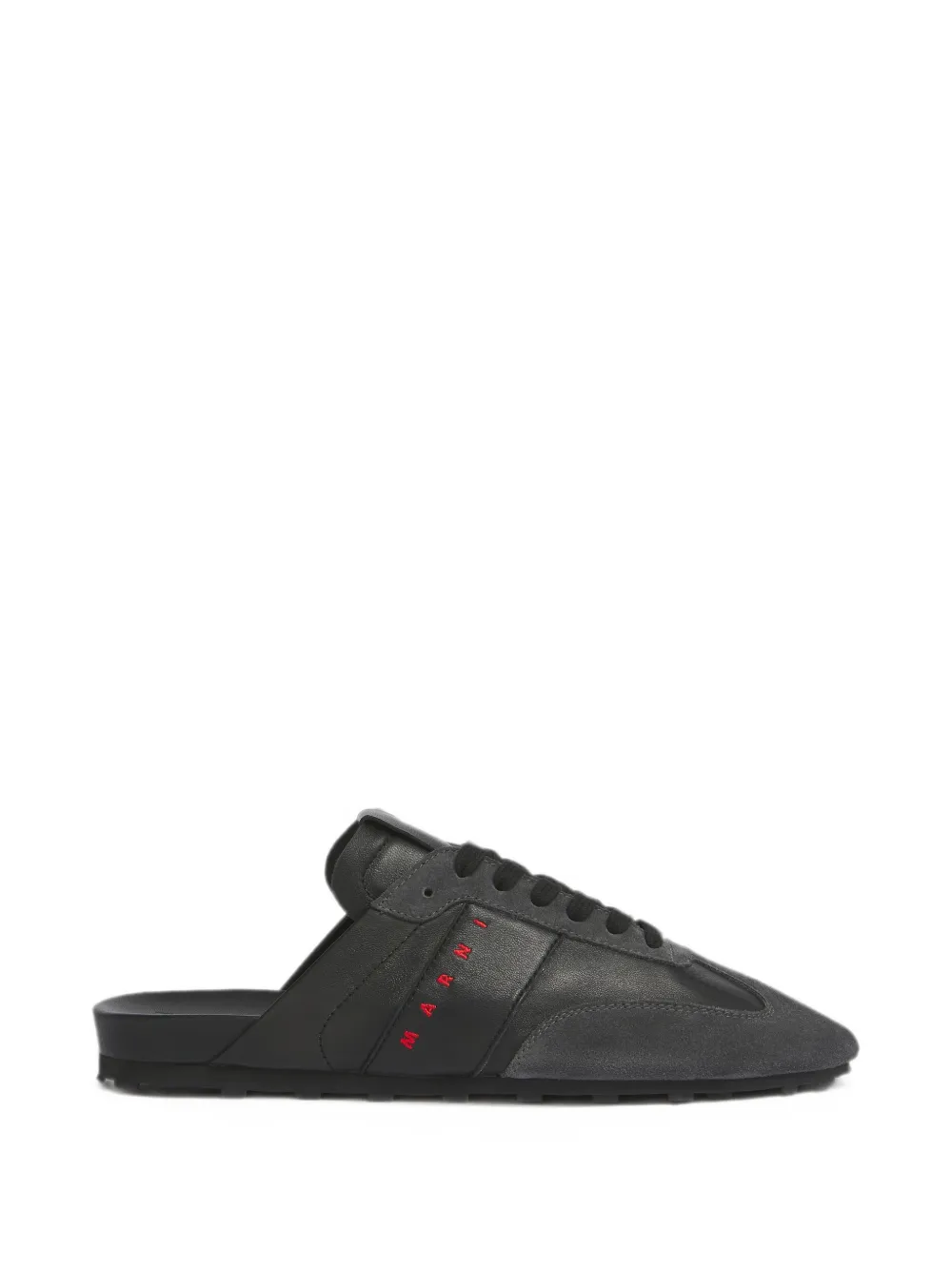 Marni black nappa leather and suede Softy Soccer slip-on sneakers Zwart