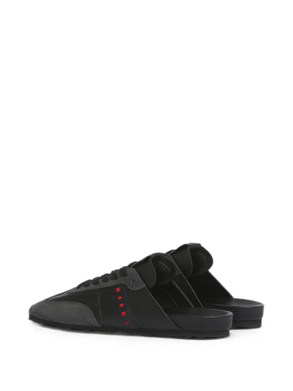 Marni black nappa leather and suede Softy Soccer slip-on sneakers Zwart