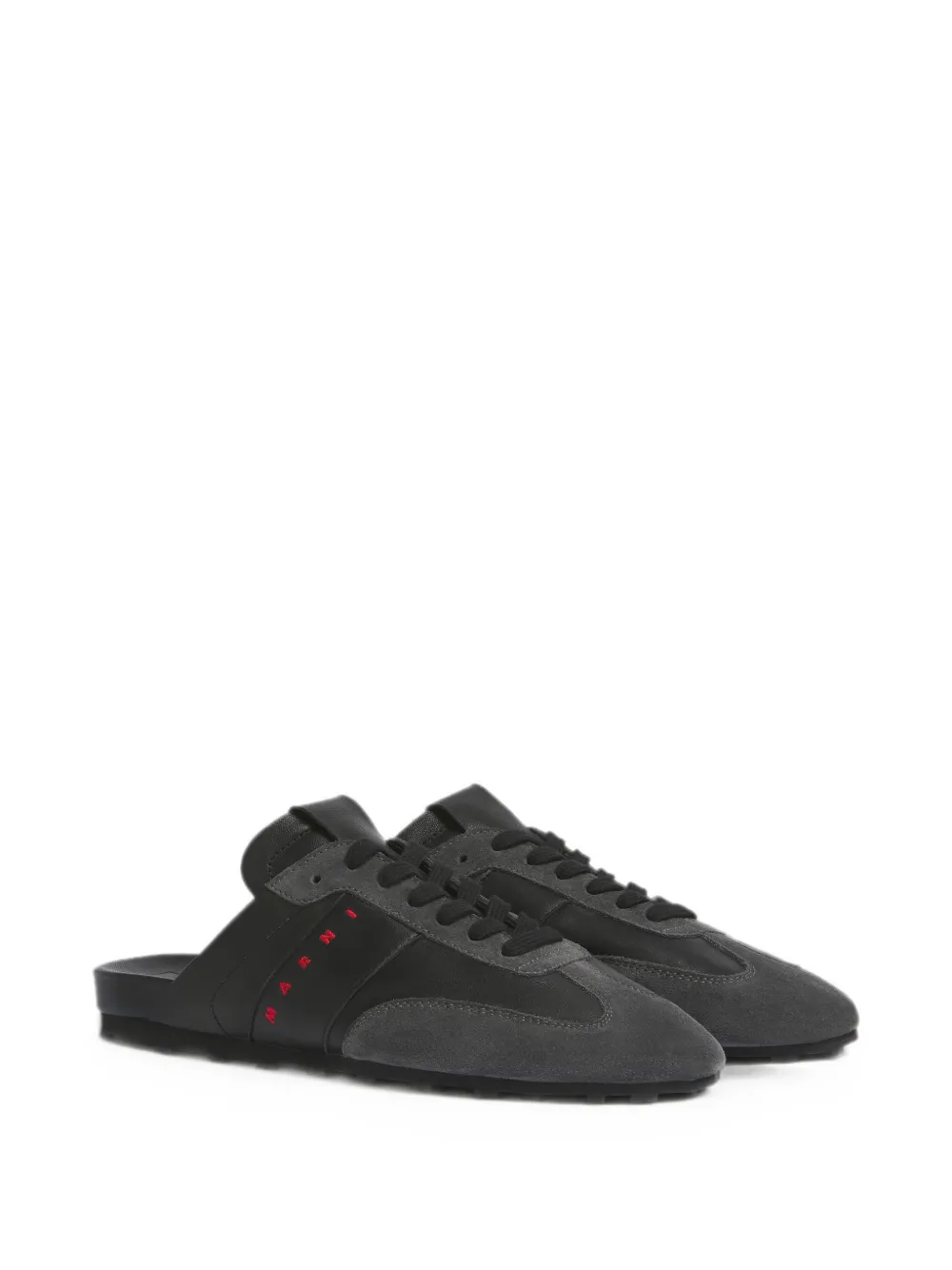 Marni black nappa leather and suede Softy Soccer slip-on sneakers Zwart