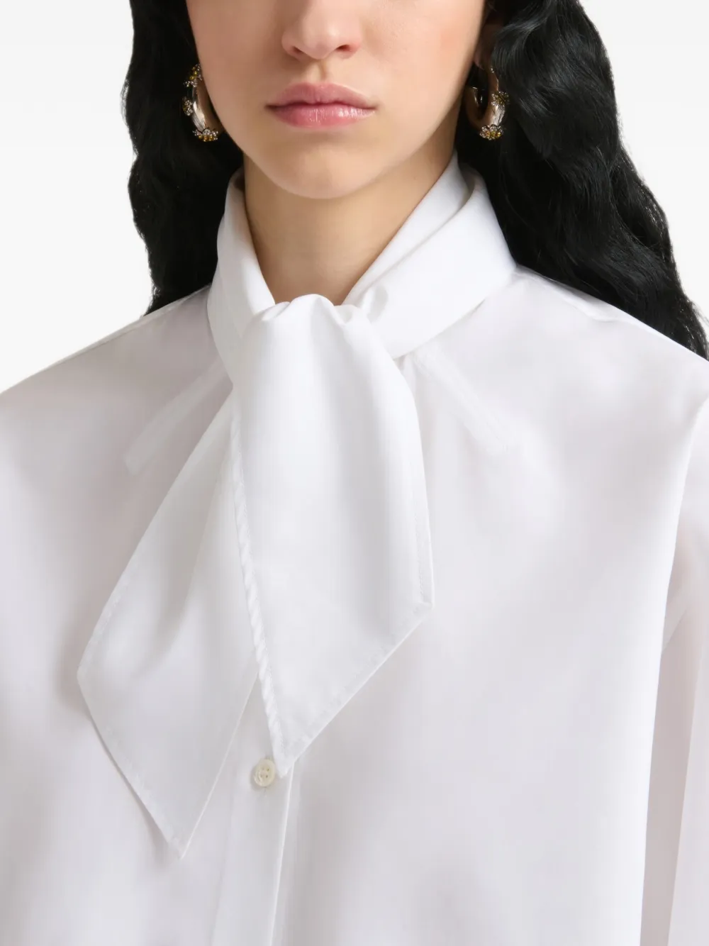 Marni Popeline blouse met gestrikte hals Wit