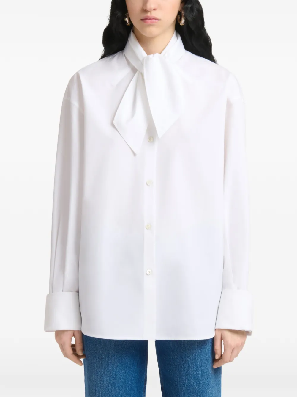 Marni Popeline blouse met gestrikte hals Wit