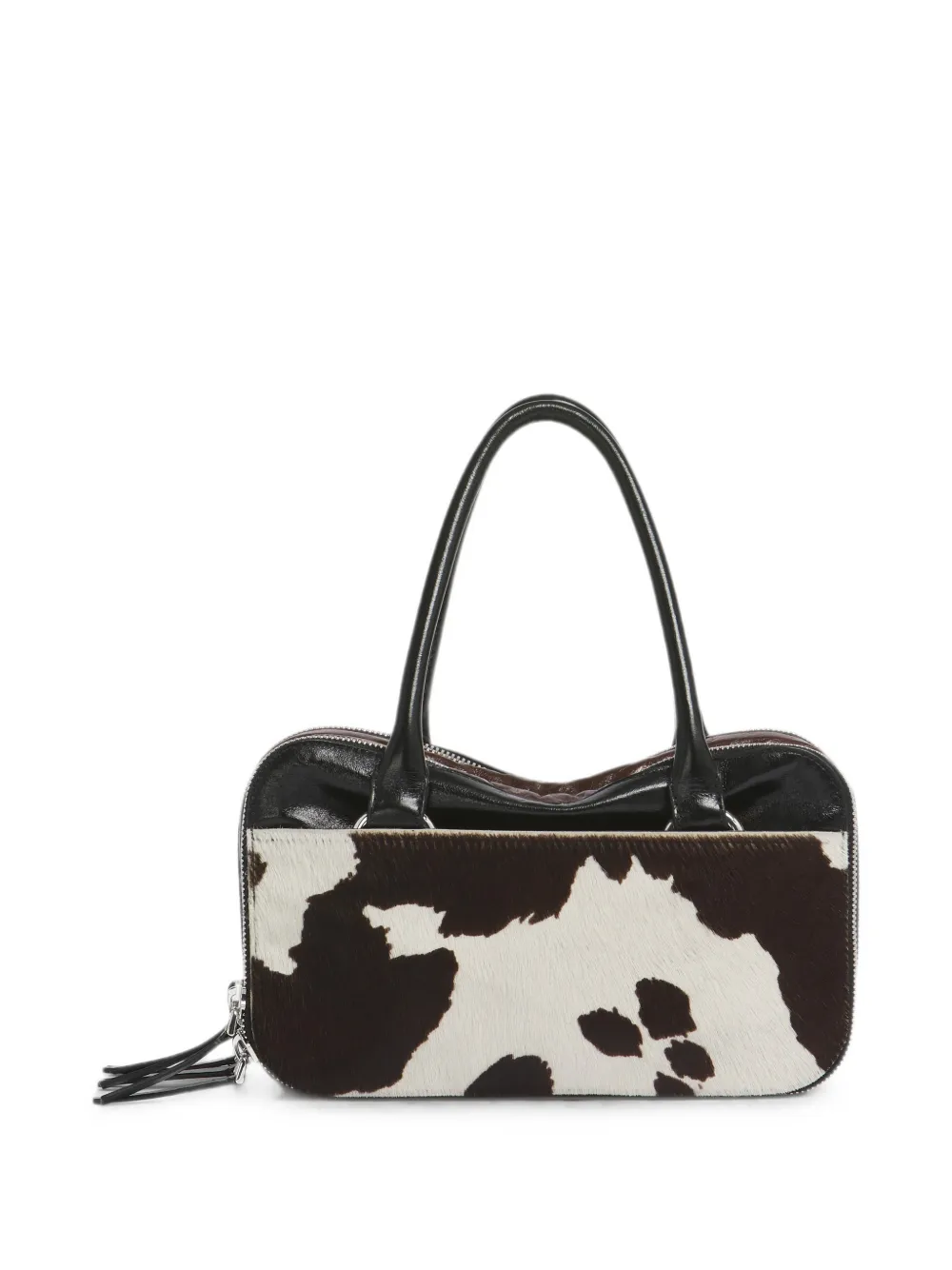 Marni Kleine Boxyne leren tas met koeien-print Bruin