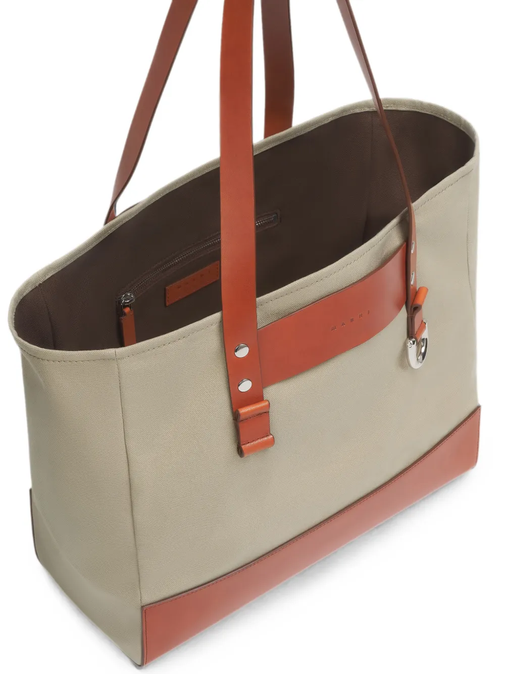 Marni Canvas shopper met leren afwerking Beige