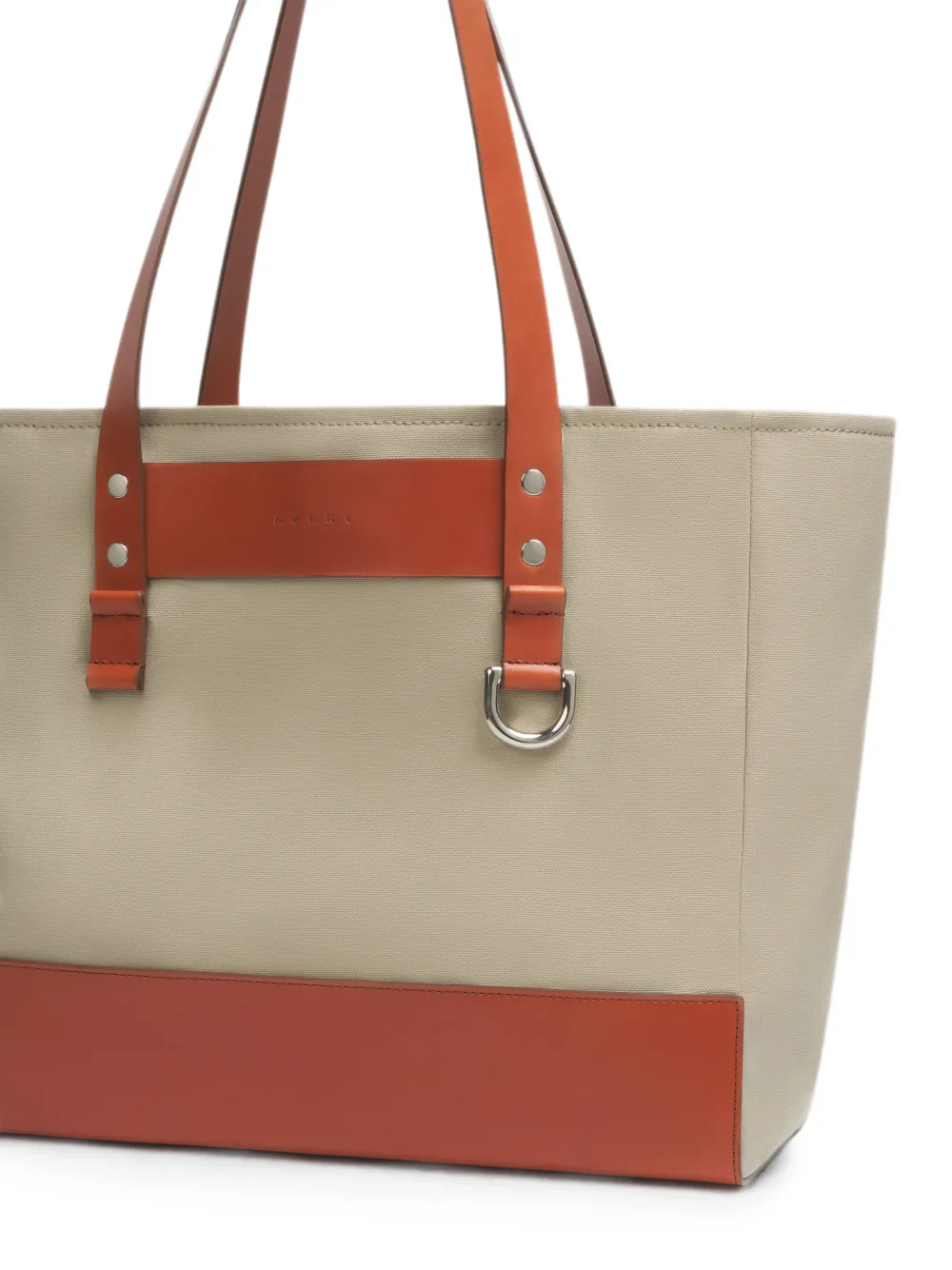 Marni Canvas shopper met leren afwerking Beige