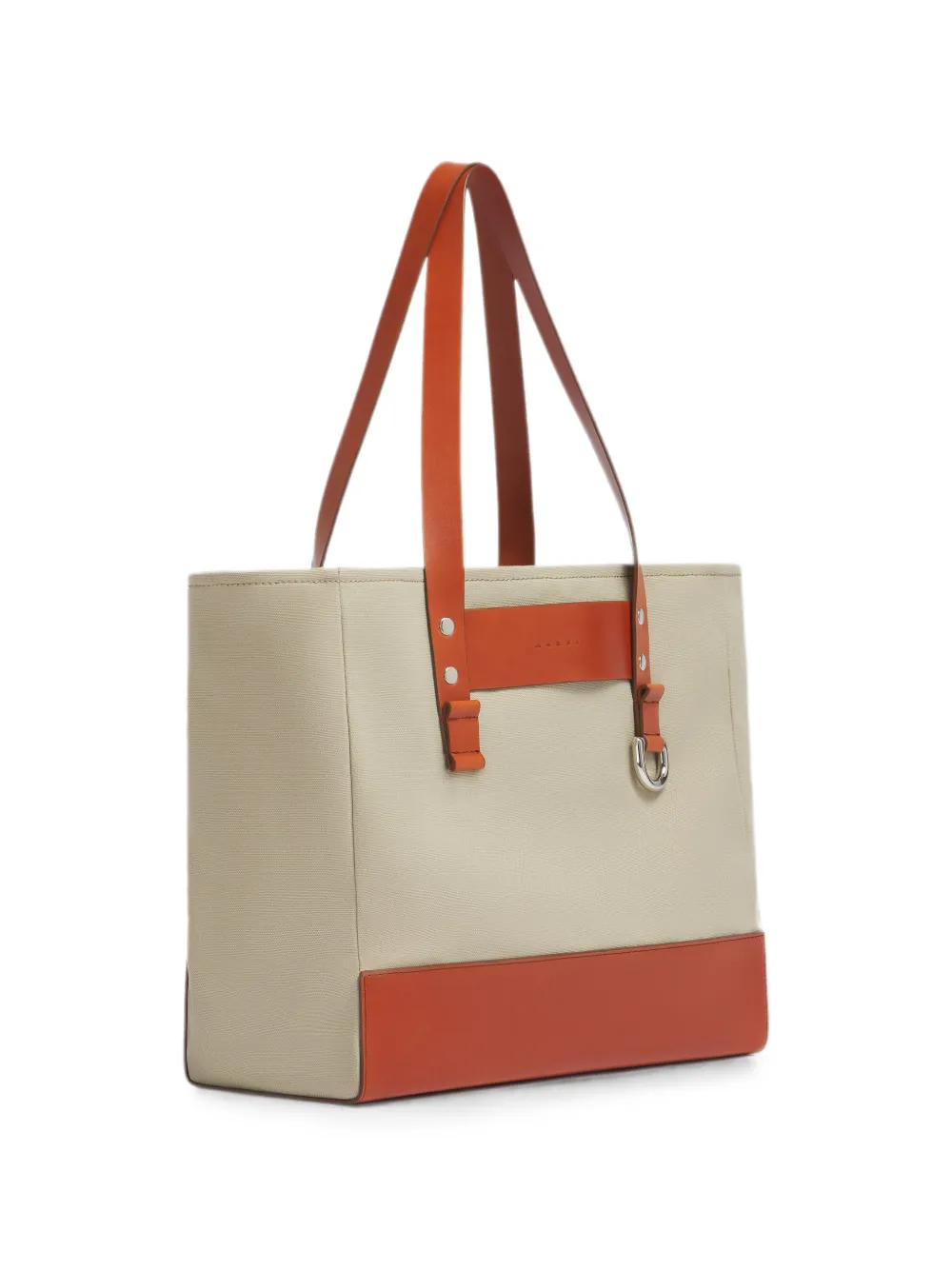 Marni Canvas shopper met leren afwerking Beige