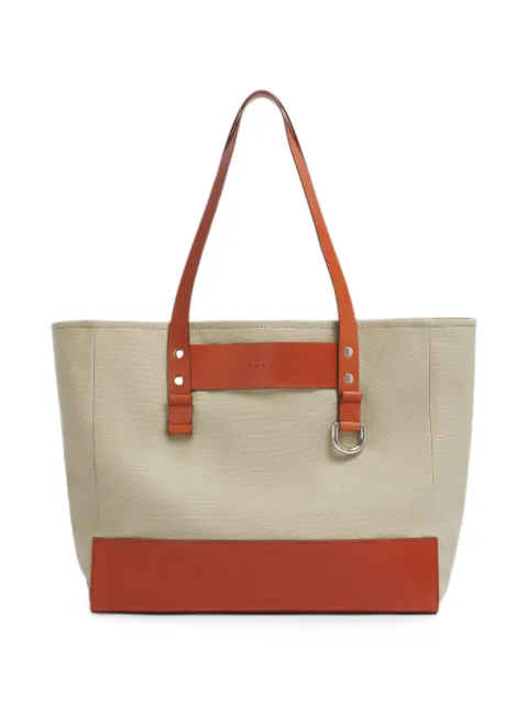 Marni leather-trim canvas tote bag