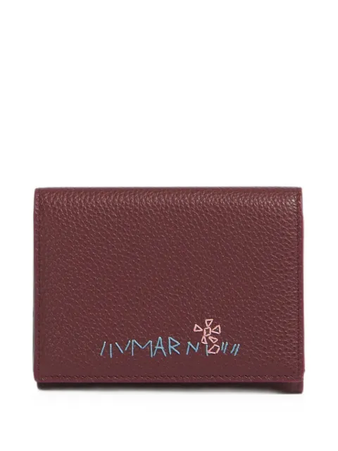 Marni burgundy leather Mending tri-fold wallet