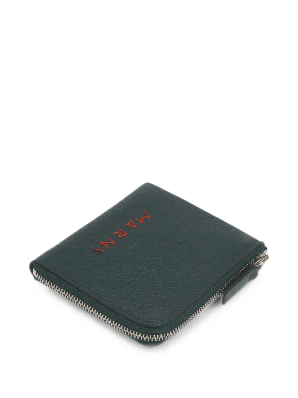 Marni Leren portemonnee met Mending-logo Groen