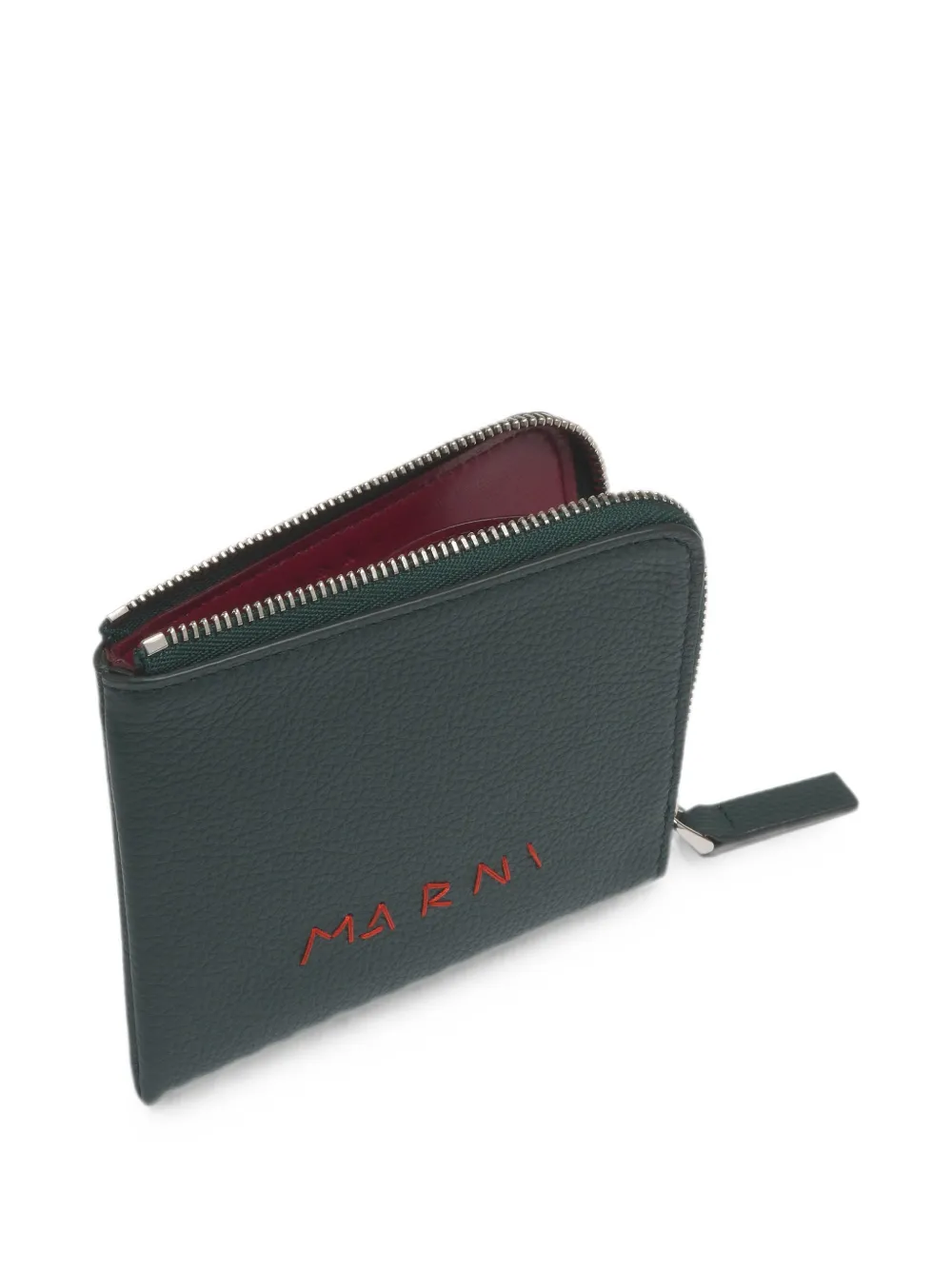 Marni Leren portemonnee met Mending-logo Groen