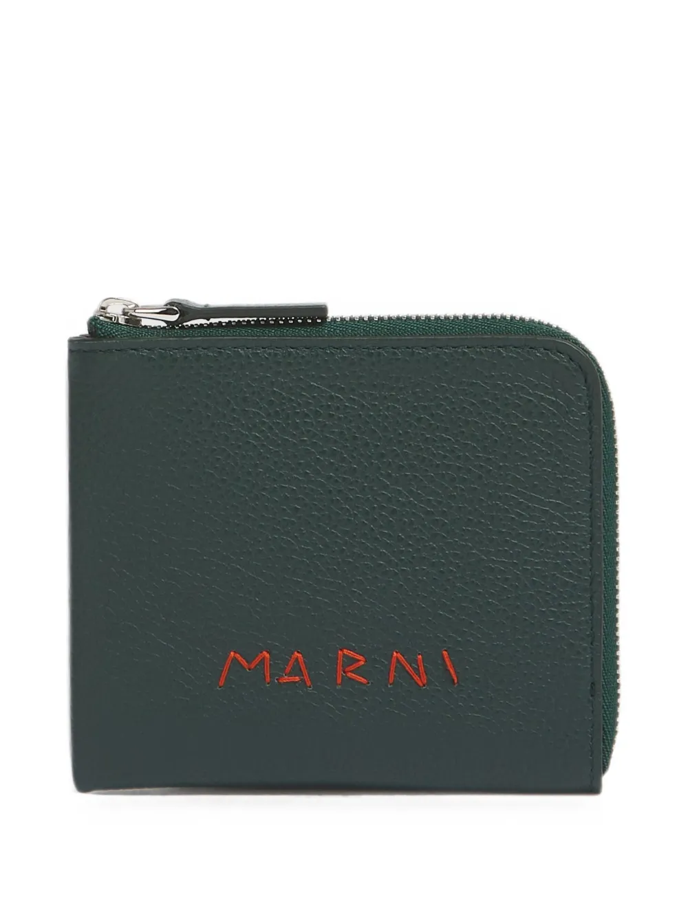 Marni Mending Logo Leather Wallet In Green