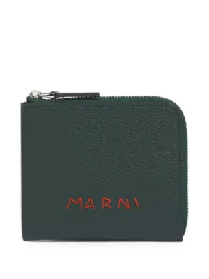 Marni logo-embroidered zip-around Wallet | 黑色| FARFETCH CN