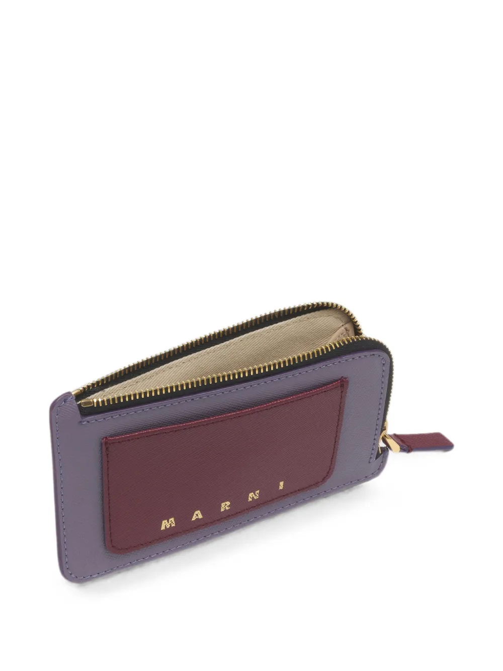 Marni Trunk saffiano leren pasjeshouder Beige