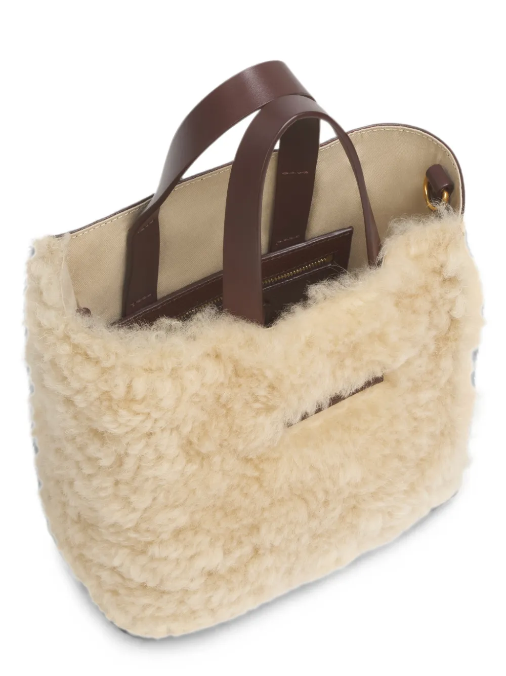 Marni Museo Soft lammy leren shopper Beige