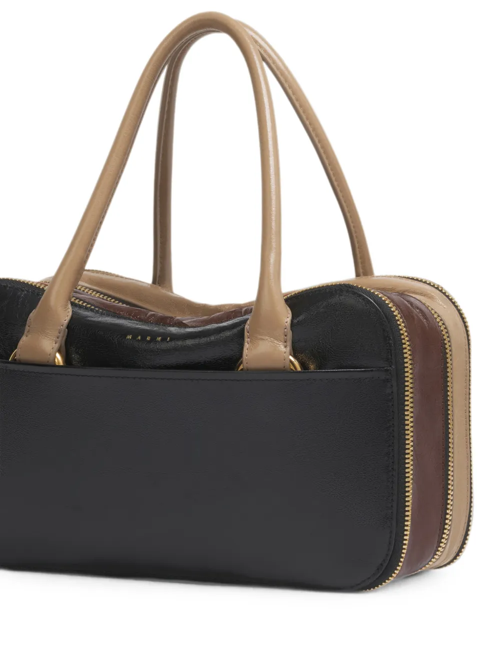 Marni Kleine Boxyne leren tas Zwart