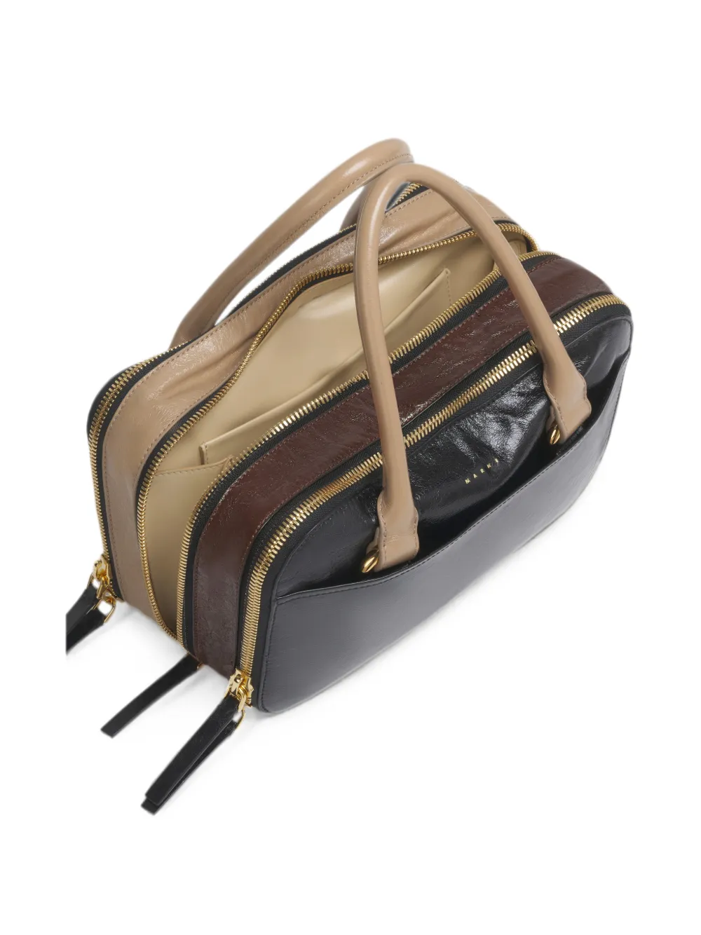 Marni Kleine Boxyne leren tas Zwart