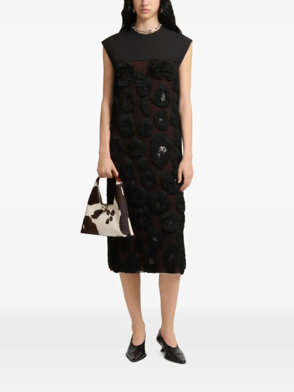 Marni Schoudertas met koeienprint Wit