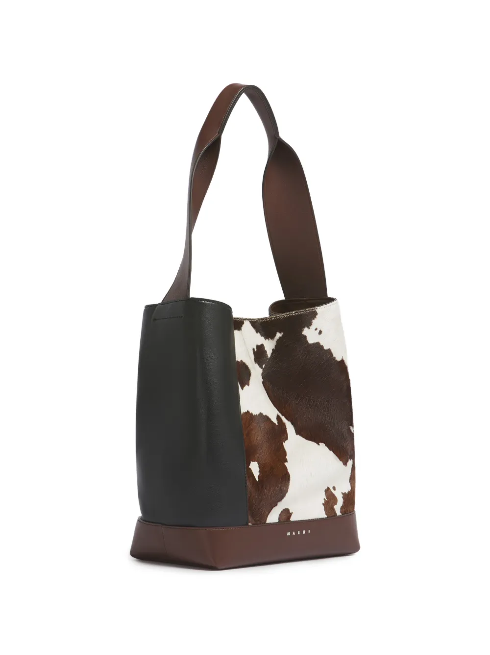 Marni Pod 2.0 schoudertas met koeien-print Bruin