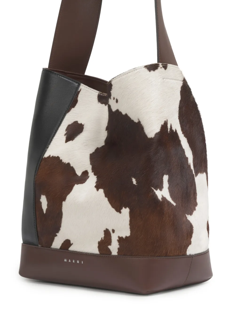 Marni Pod 2.0 schoudertas met koeien-print Bruin