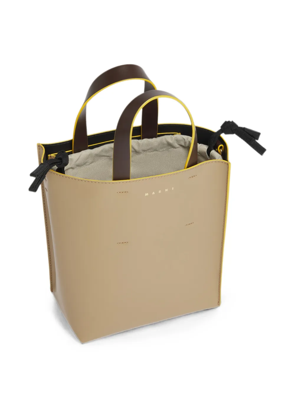 Marni Museo leren mini-tas Beige