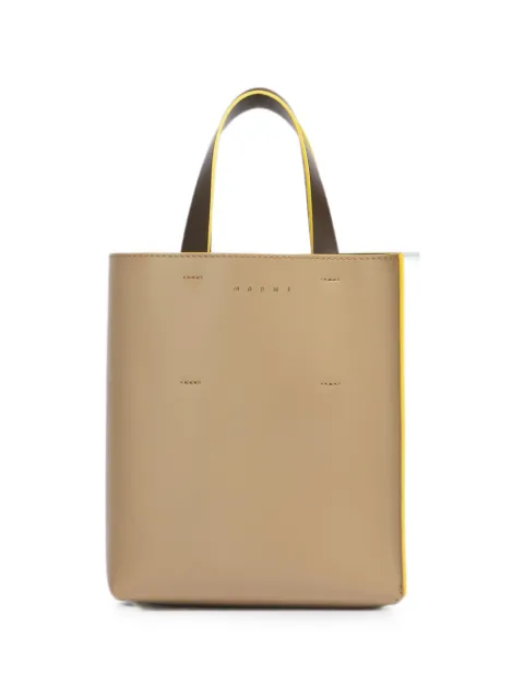 Marni taupe, light blue & brown leather Museo mini bag