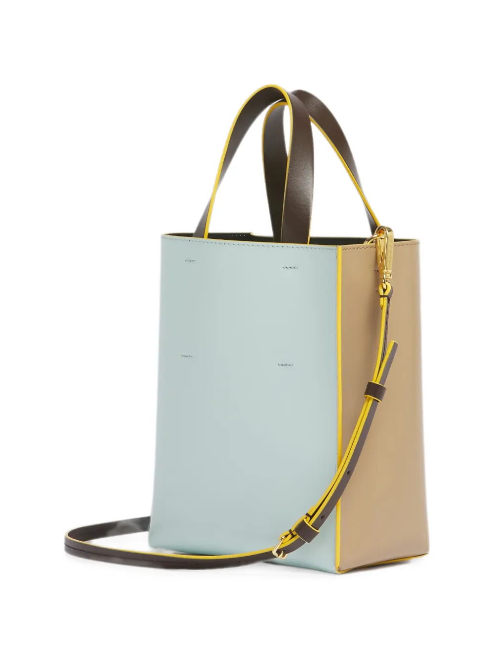 Marni Museo leren mini-tas Beige