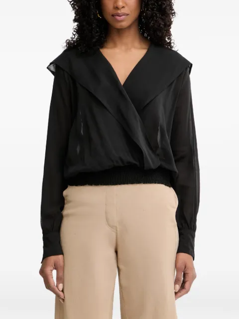 PINKO wrap-style hooded blouse