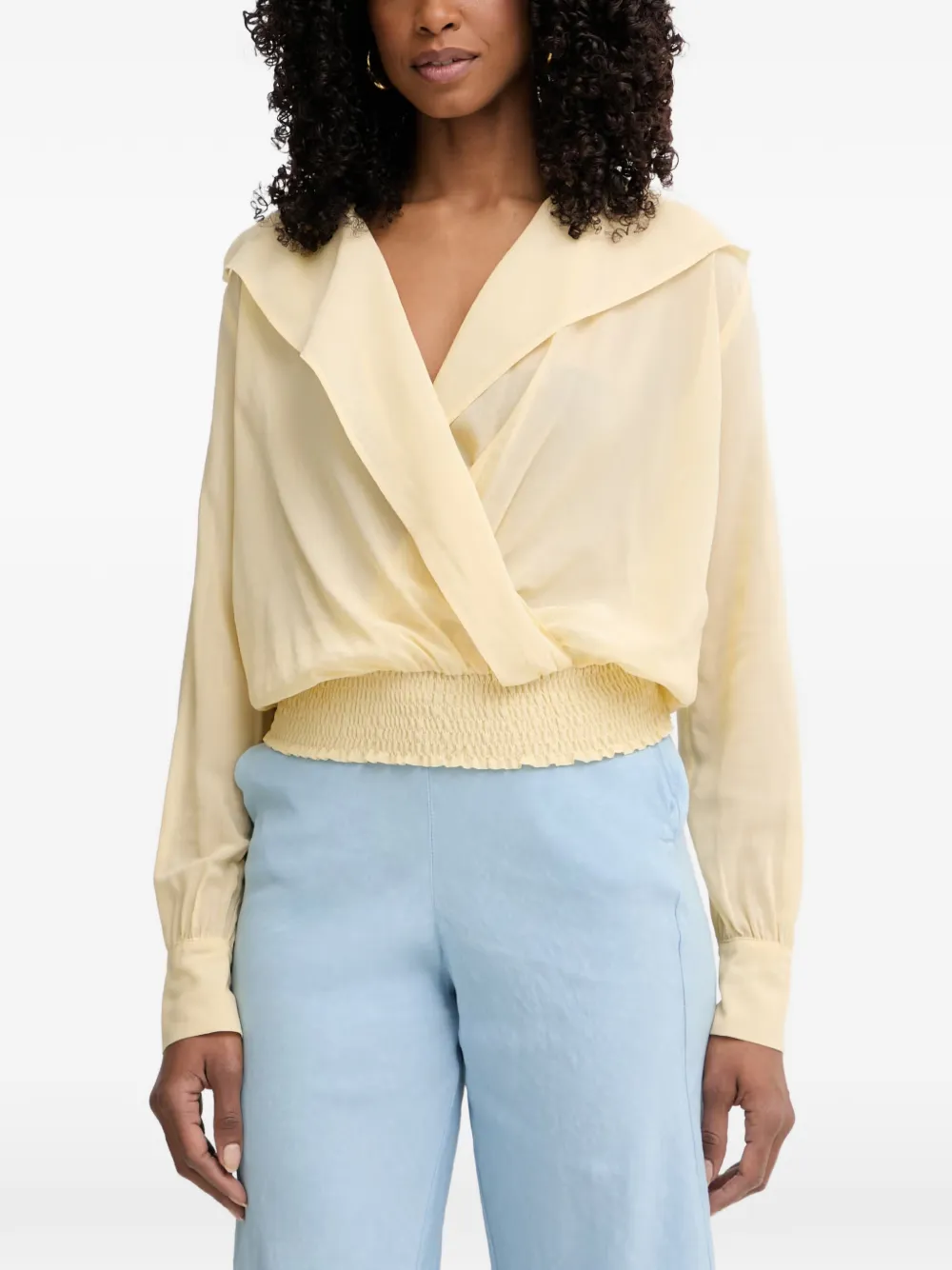 PINKO wrap-style hooded blouse - Giallo
