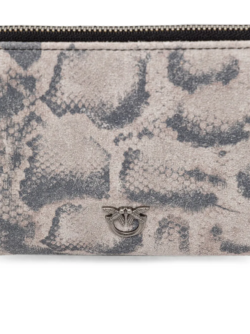 PINKO Love Birds clutch met slangen-effect Beige