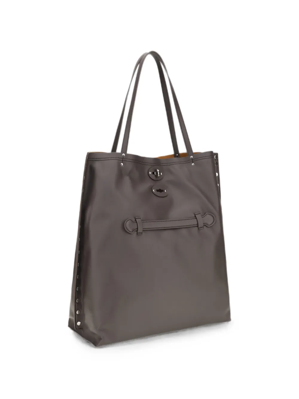 Zanellato Medium A'Spasso leren shopper met studs Grijs