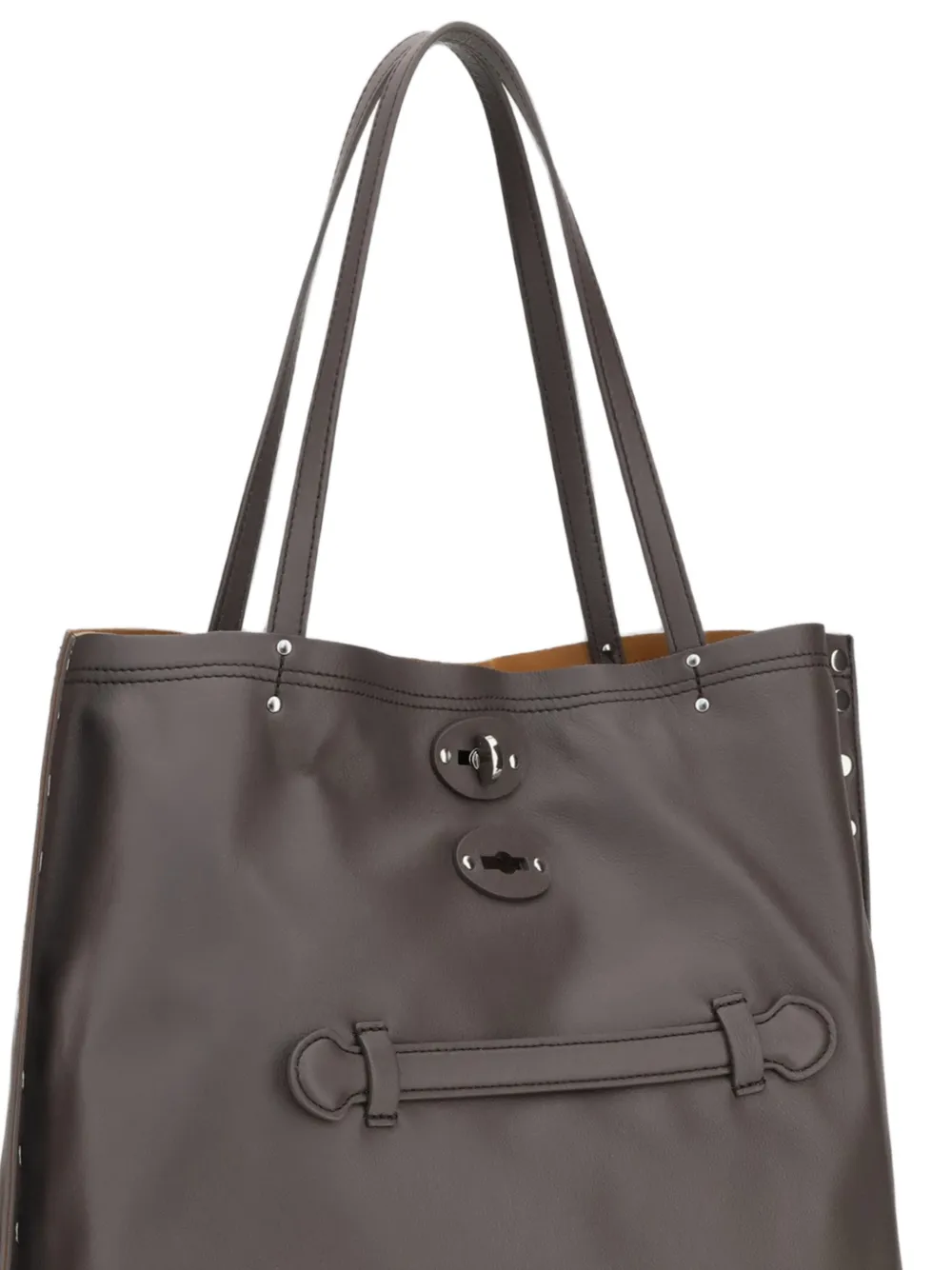 Zanellato Medium A'Spasso leren shopper met studs Grijs