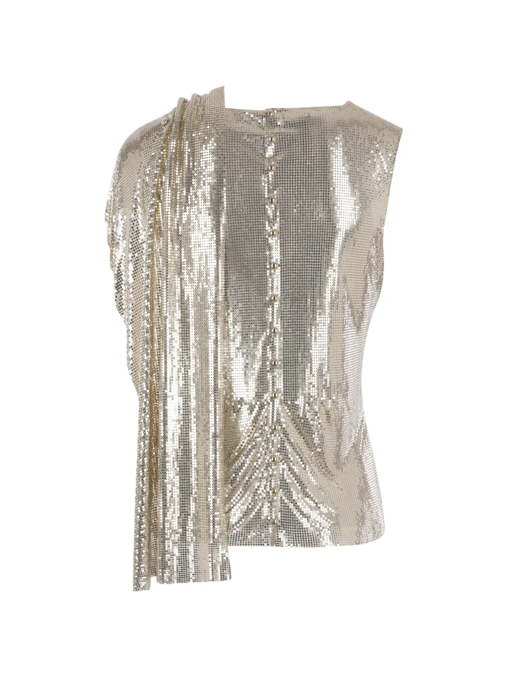 Rabanne Gedrapeerde mesh top Goud