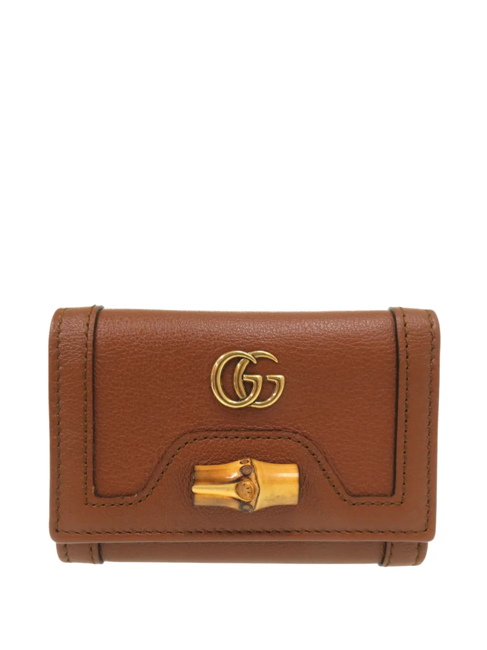 Gucci Pre-Owned Portafoglio compatto Diana in pelle di vitello pieno fiore con dettaglio in bambù 2000-2015 - Marrone