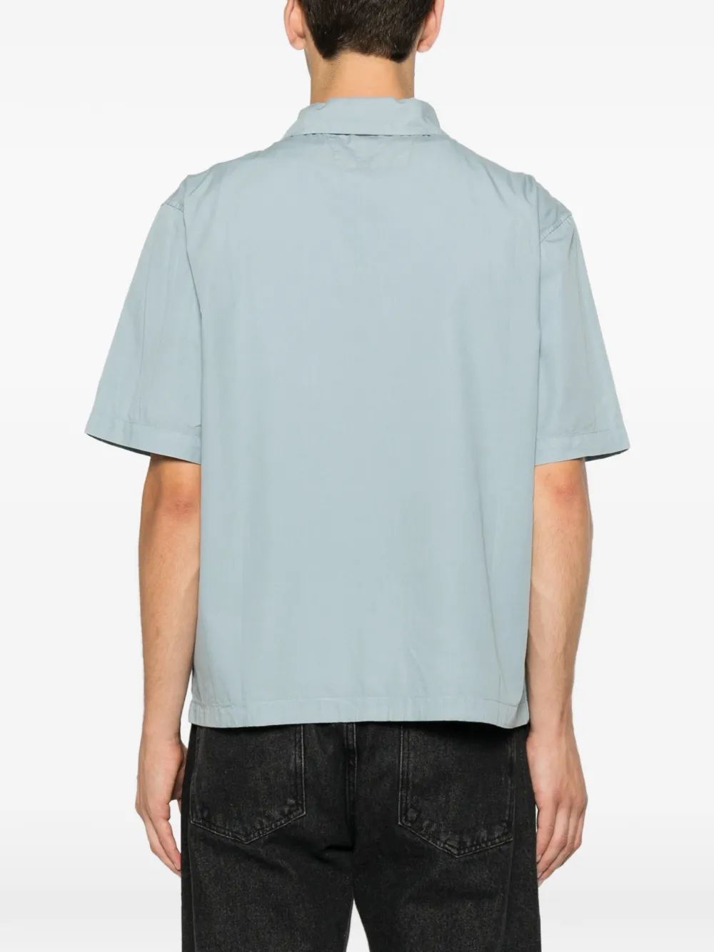 C.P. Company Shirtjack met geborduurd logo en korte mouwen Blauw