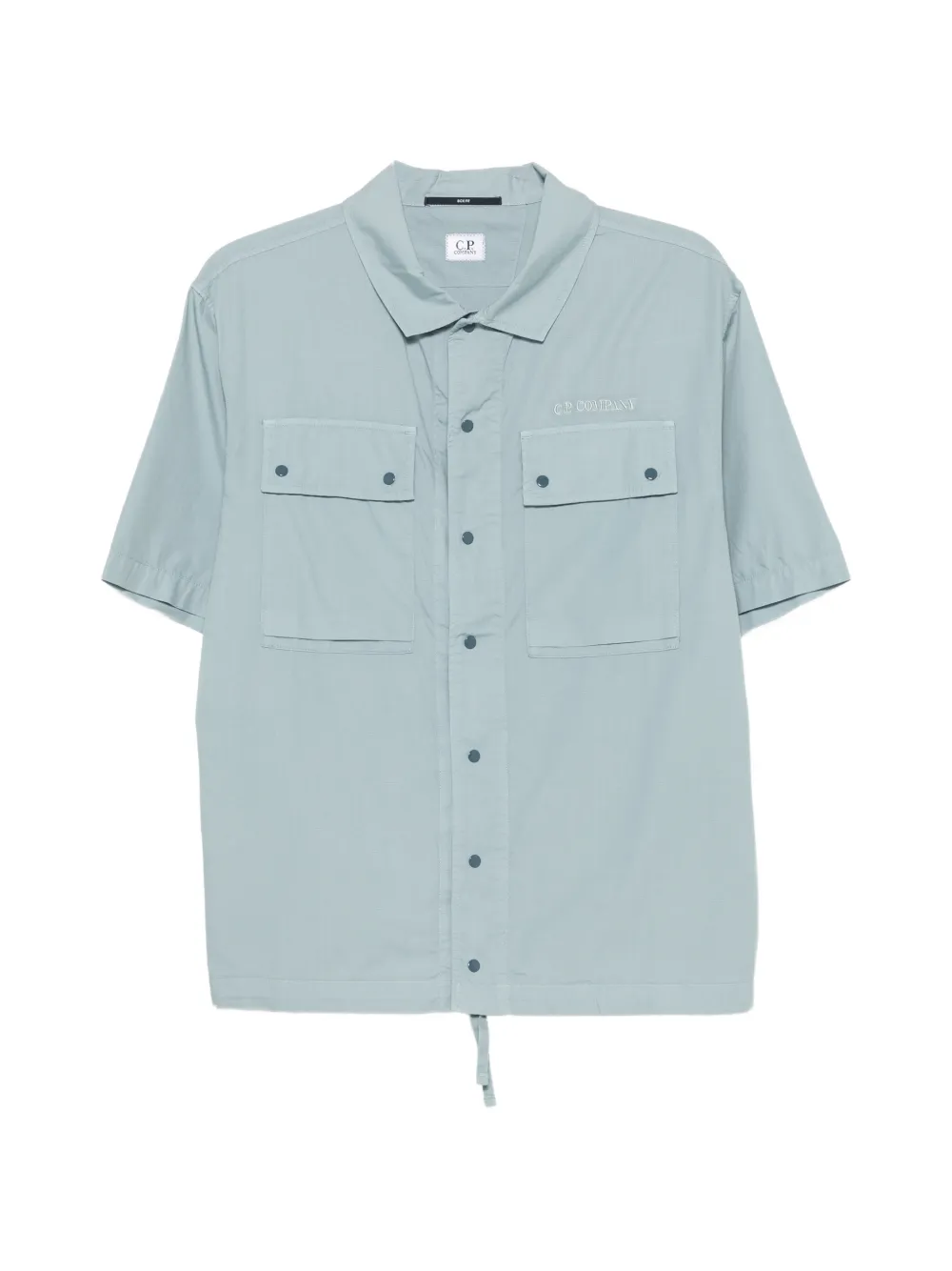 C.P. Company logo-embroidered short-sleeve overshirt - Blu