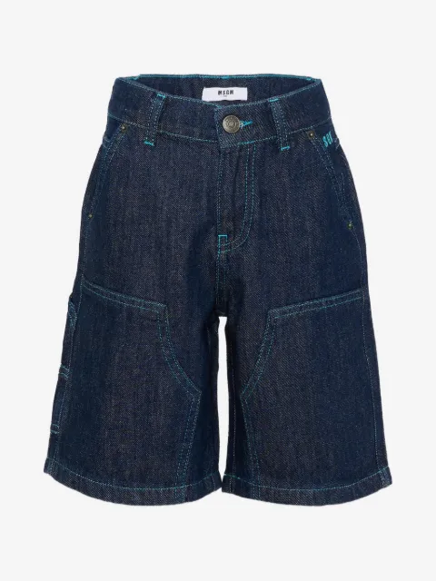 MSGM Kids shorts de mezclilla con costuras en contraste