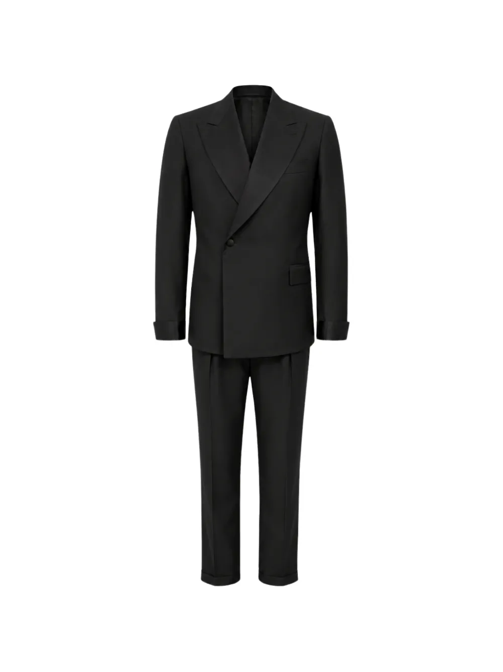 FRANZESE COLLECTION 새틴 트리밍 더블 브레스티드 수트 | 블랙 | Image 1