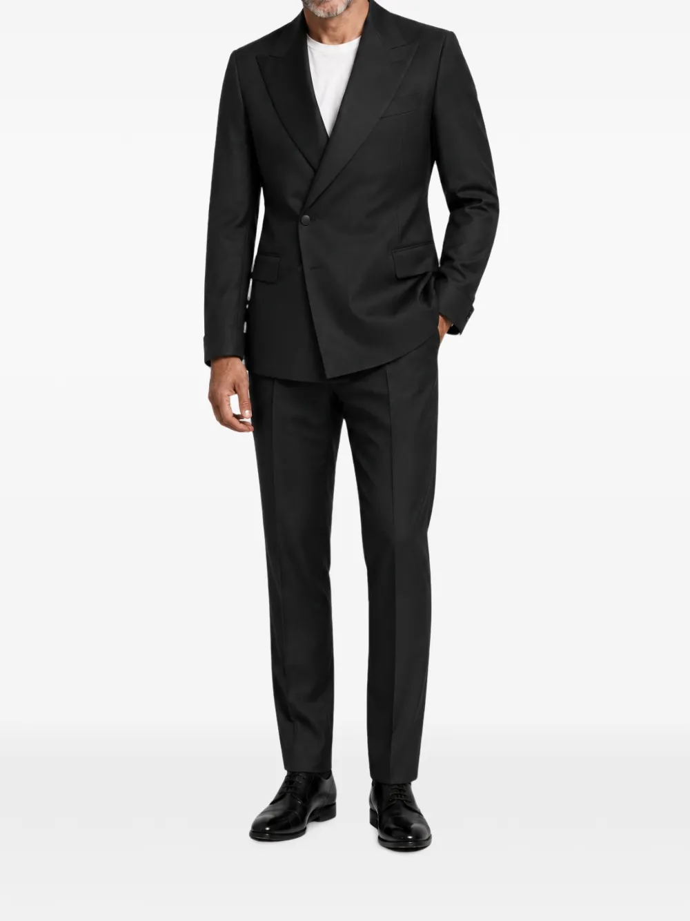 FRANZESE COLLECTION Blazer met dubbele rij knopen en satijnen afwerking Zwart