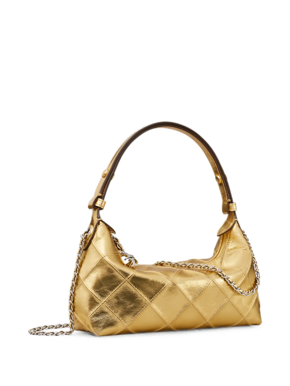 Tory Burch Fleming metallic pochette Goud