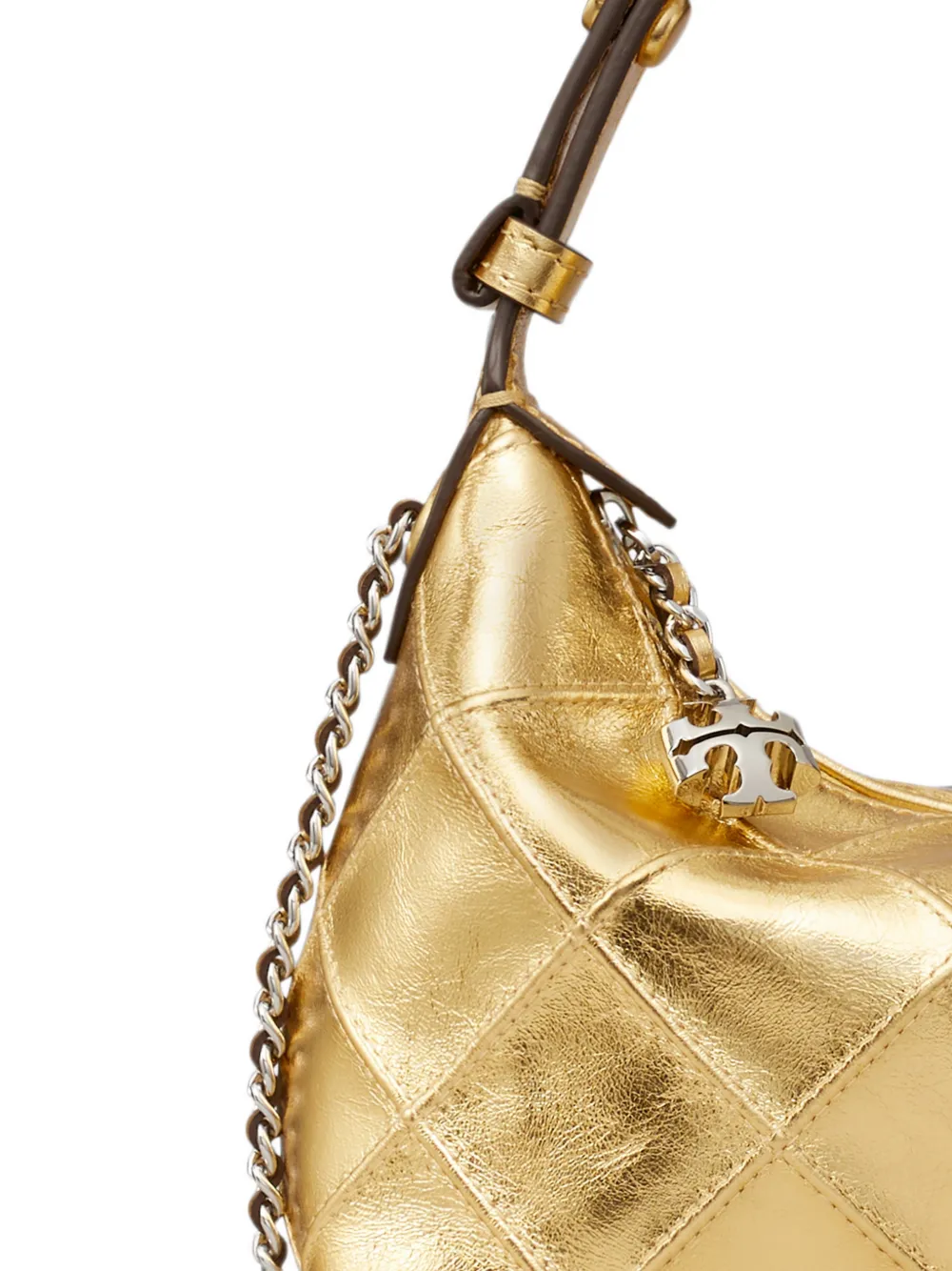 Tory Burch Fleming metallic pochette Goud