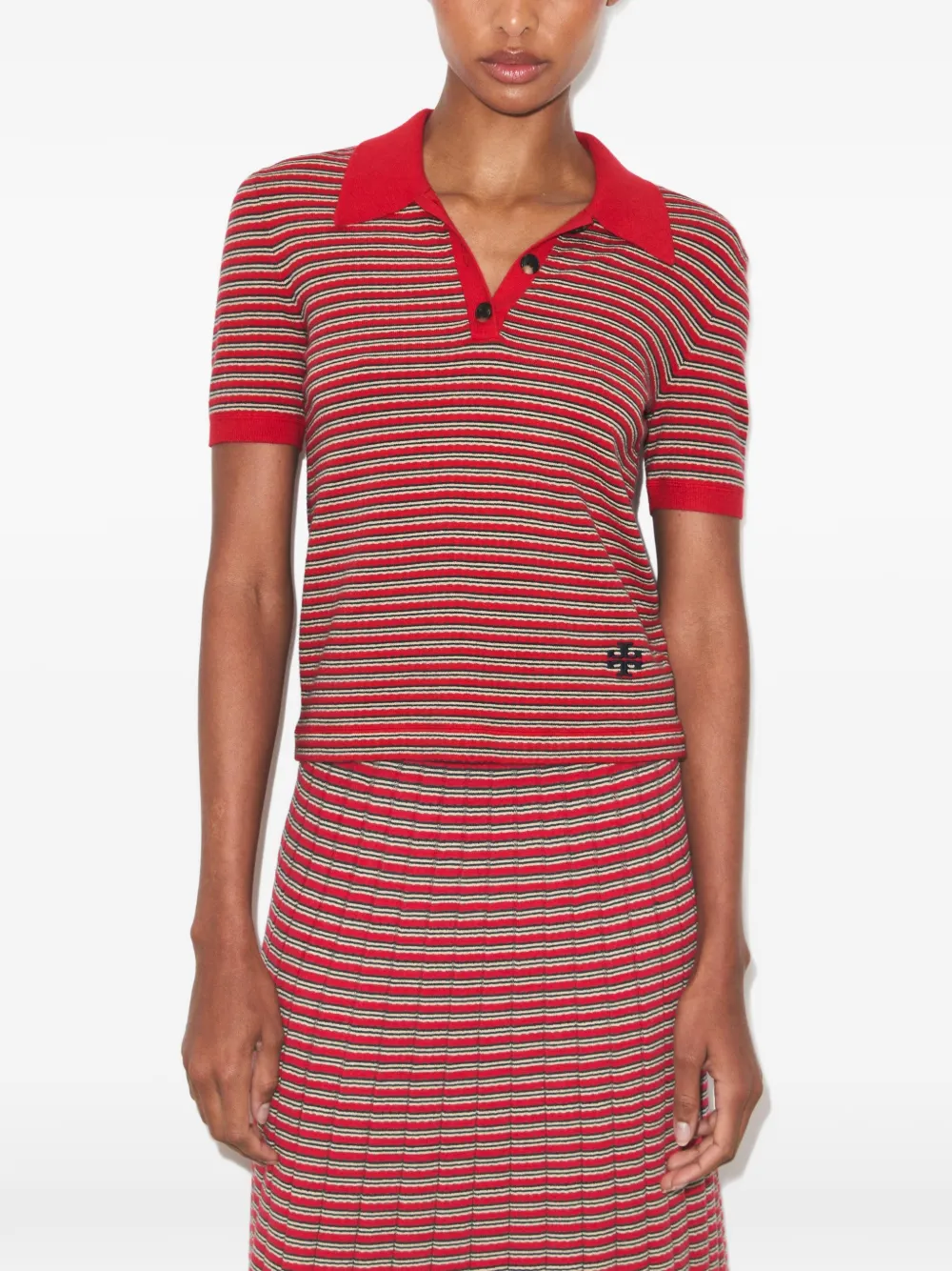 Tory Burch Gestreept viscose poloshirt Rood