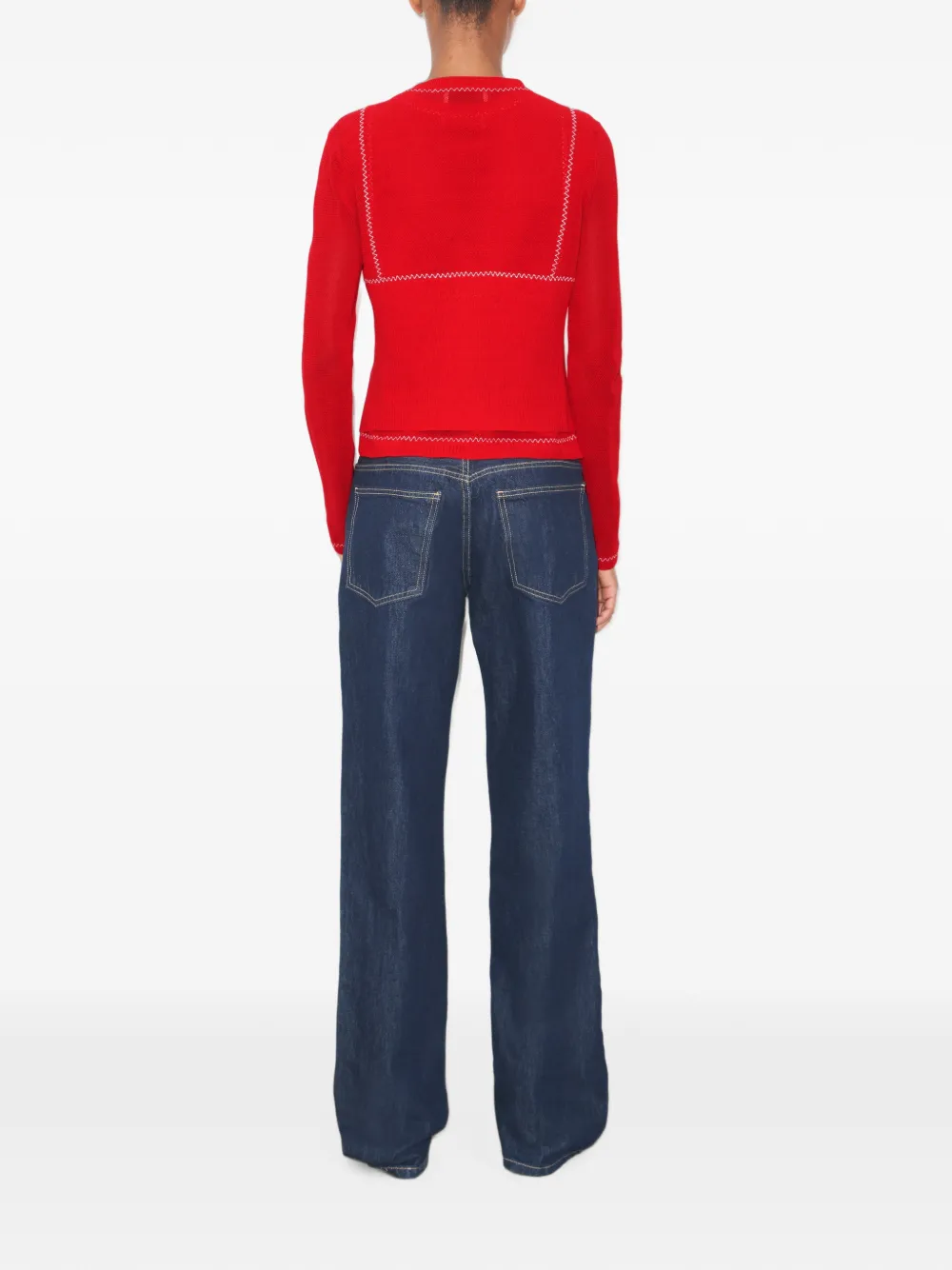 Tory Burch Vest met contrasterende stiksels en knopen Rood