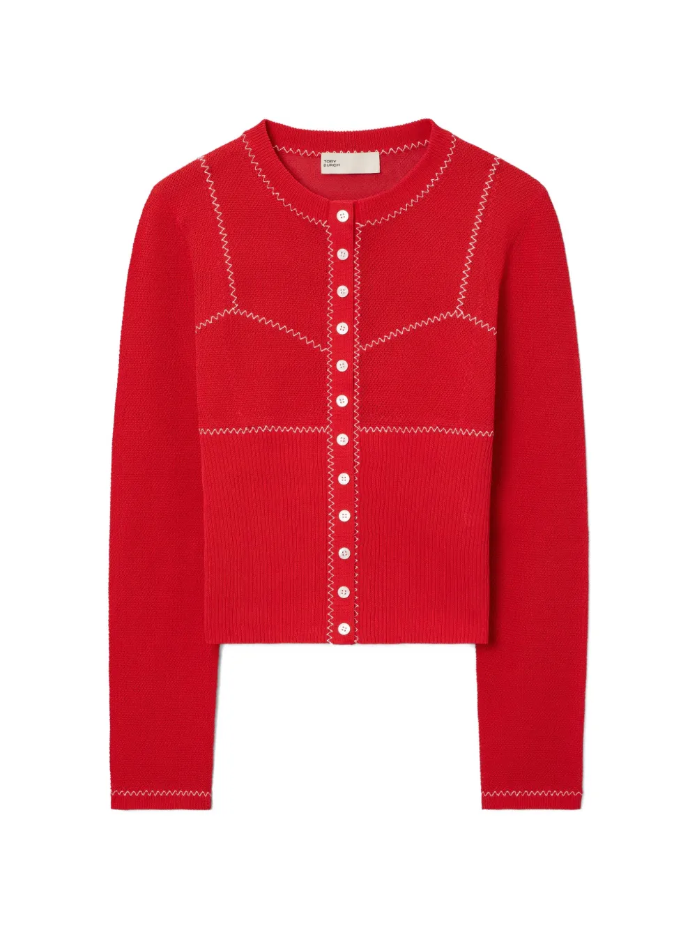 Tory Burch Cardigan a rete in cotone e nylon - Rosso