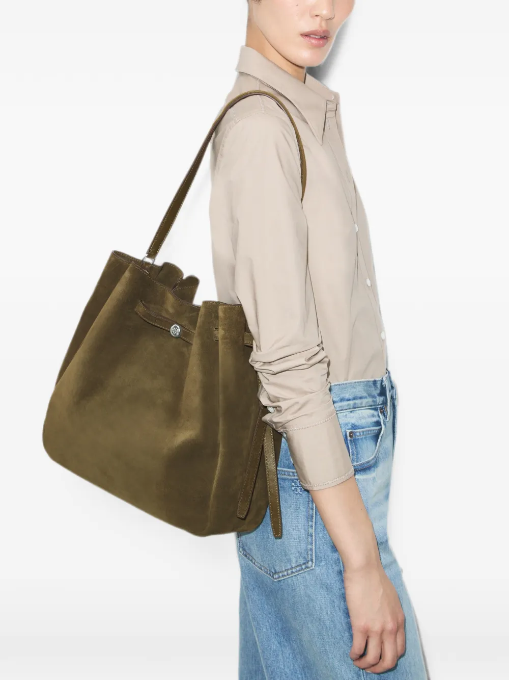 Tory Burch Grote Romy suède bucket-tas Groen