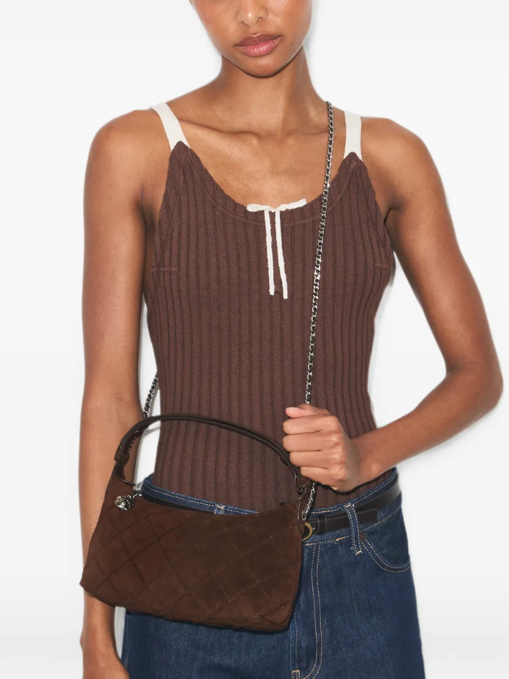 Tory Burch Fleming suède pochette Bruin