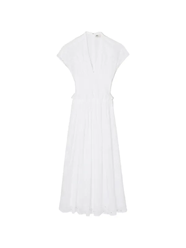 tory burch maxi dress Women's Embroidered Smocked Midi Dress, Size Large and a captivating back cutout Tory Burch Women's Flared Cotton