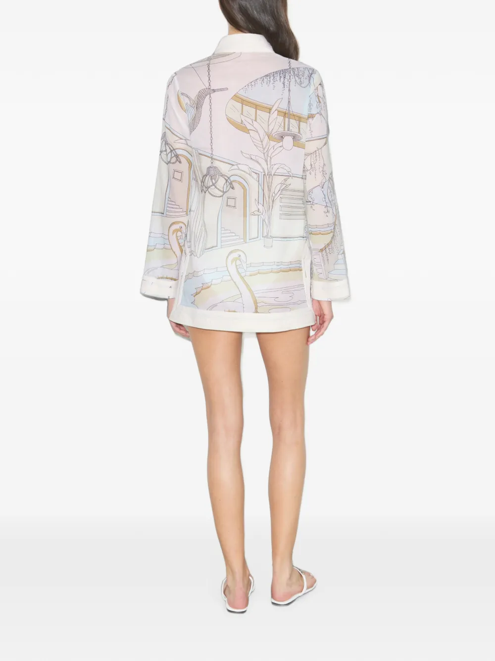 Tory Burch Tuniek met kwastje en grafische print Beige