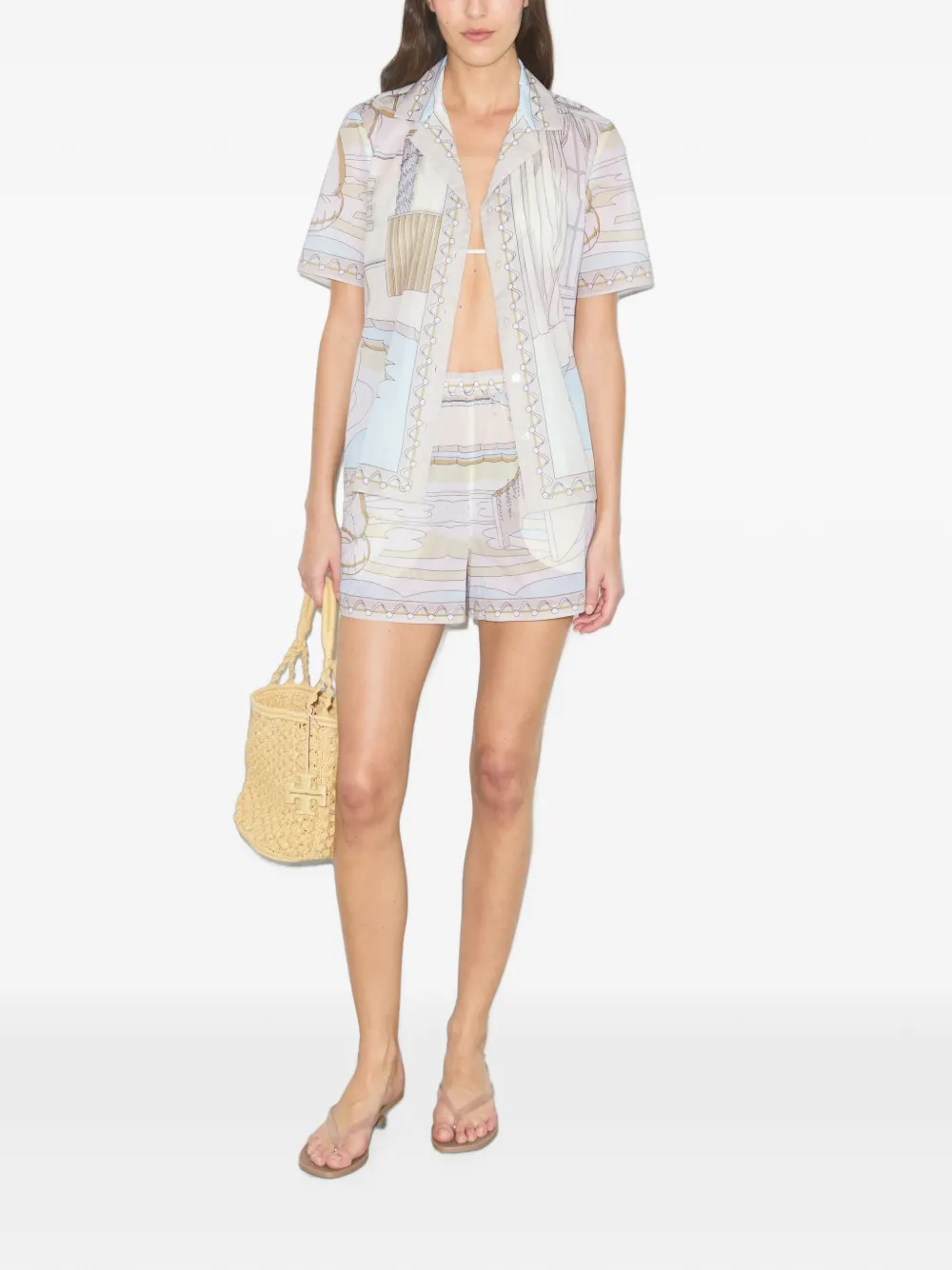 Tory Burch Overhemd met print Beige