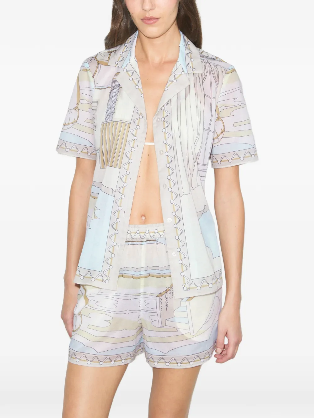 Tory Burch Overhemd met print Beige