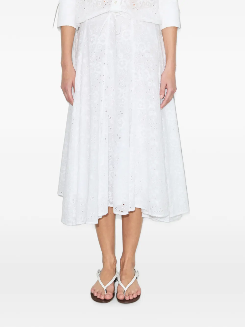 Tory Burch Broderie-anglaise midi-rok met trekkoord Wit
